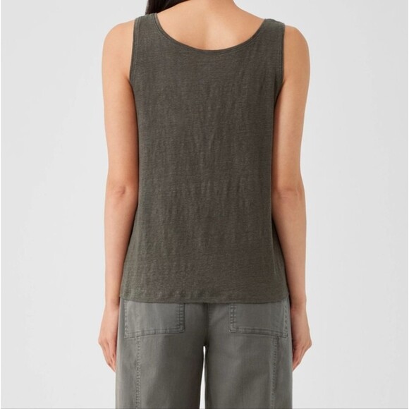 EILEEN FISHER Sleeveless Tank Top Womens Scoop Neck Shell Taupe Brown - Picture 5 of 9